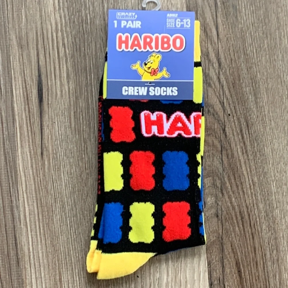 Crazy Universe Haribo Crew socks adult shoe size 6 - 13 candy Themed Novelty New
